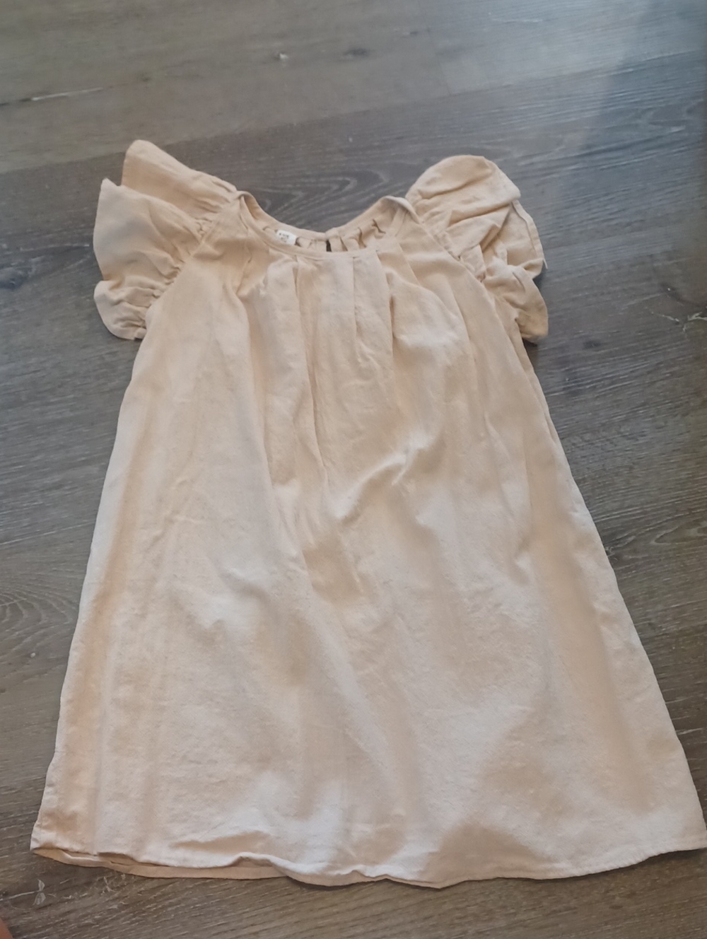 SHEIN Cream Ruffle-Sleeve Casual Dress for Girls